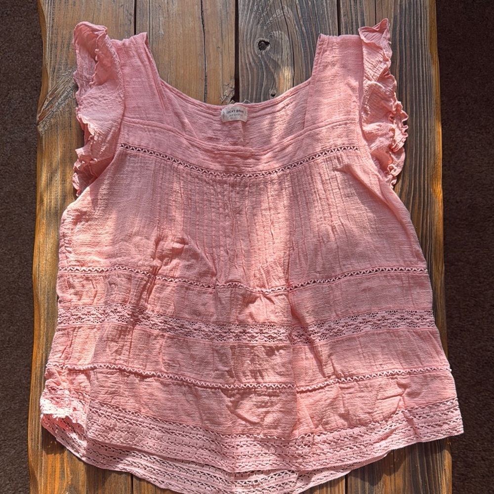 Pink Lace Trimmed Women's Top